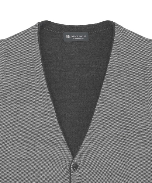 BRICK HOUSE by TOKYO SHIRT(ブリックハウス)の「バーズアイ ニットジレ(ベスト・メンズ・チャコール/ネイビー・LL/M/L/XL)」の4枚目の写真