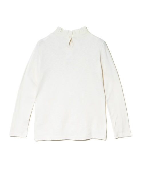 CUBE SUGAR(キューブシュガー)の「CUBE SUGAR/キューブシュガー ショートスラブ フライス 衿フリル長袖クルー(Tシャツ/カットソー・レディース・ナチュラル/チャコールグレー・FREE)」の12枚目の写真