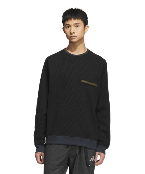 adidas(アディダス)の「アディダス adidas シティエスケープ ルーズフィット 裏起毛 ワッフル スウェット(スウェット・メンズ・カーキ/ブラック/オフホワイト・S/M/L/LL/3L)」の1枚目の写真