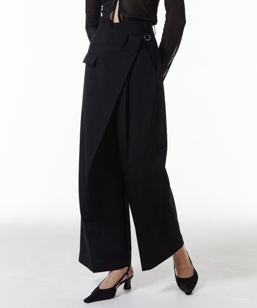 JOSE MOON（ジョゼムーン）の「WRAP LAYERED PANTS/ラップレイヤードパンツ（その他パンツ・レディース・ブラック/グレー・36/38）」の2枚目の写真