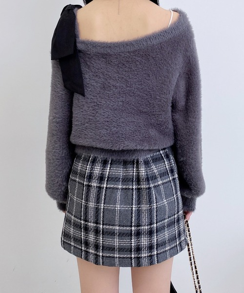 INGNI（イング）の「肩リボンワンショルフェザーニット（ニット/セーター・レディース・ピンク系6/ホワイト×ホワイト/ワイン系4/グレー系その他3/ワイン系9/ホワイト×ブラック・M）」の21枚目の写真