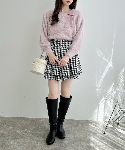 INGNI（イング）の「肩リボンワンショルフェザーニット（ニット/セーター・レディース・ピンク系6/ホワイト×ホワイト/ワイン系4/グレー系その他3/ワイン系9/ホワイト×ブラック・M）」の13枚目の写真