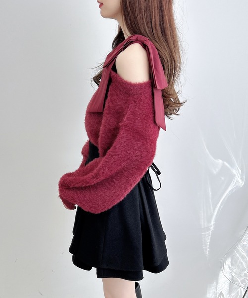 INGNI（イング）の「肩リボンワンショルフェザーニット（ニット/セーター・レディース・ピンク系6/ホワイト×ホワイト/ワイン系4/グレー系その他3/ワイン系9/ホワイト×ブラック・M）」の7枚目の写真