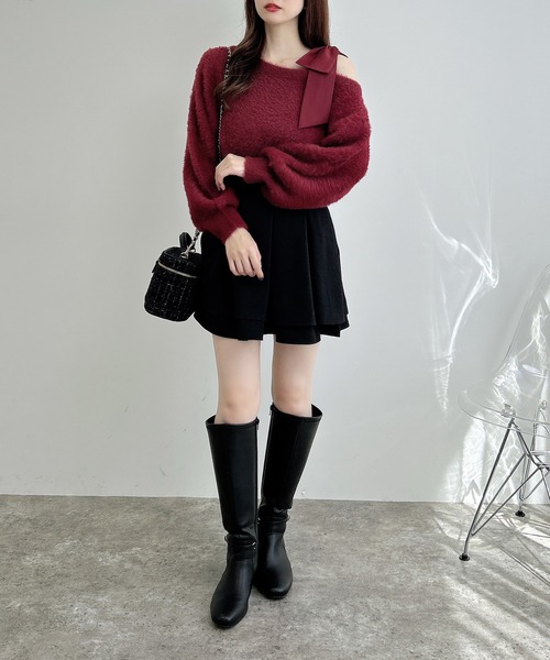 INGNI（イング）の「肩リボンワンショルフェザーニット（ニット/セーター・レディース・ピンク系6/ホワイト×ホワイト/ワイン系4/グレー系その他3/ワイン系9/ホワイト×ブラック・M）」の8枚目の写真