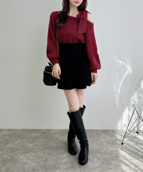 INGNI（イング）の「肩リボンワンショルフェザーニット（ニット/セーター・レディース・ピンク系6/ホワイト×ホワイト/ワイン系4/グレー系その他3/ワイン系9/ホワイト×ブラック・M）」の10枚目の写真