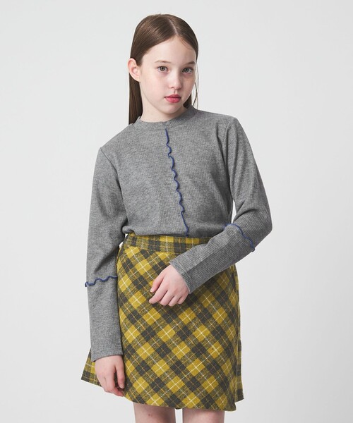 green label relaxing（グリーンレーベルリラクシング）の「配色メロー起毛 テレコトップス / キッズ  100cm-160cm（Tシャツ/カットソー・キッズ・ブラウン系/オフホワイト/グレー系・130cm/110cm/160cm/100cm/150cm/120cm/140cm）」の13枚目の写真