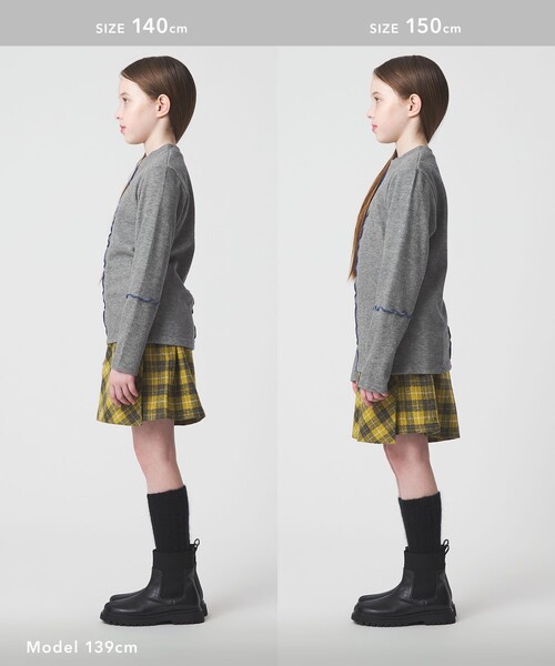 green label relaxing（グリーンレーベルリラクシング）の「配色メロー起毛 テレコトップス / キッズ  100cm-160cm（Tシャツ/カットソー・キッズ・ブラウン系/オフホワイト/グレー系・130cm/110cm/160cm/100cm/150cm/120cm/140cm）」の16枚目の写真