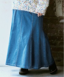 SMILE LAND | <大きいサイズ>マキシ丈デニムスカート(ゆったりヒップ)(デニムスカート)