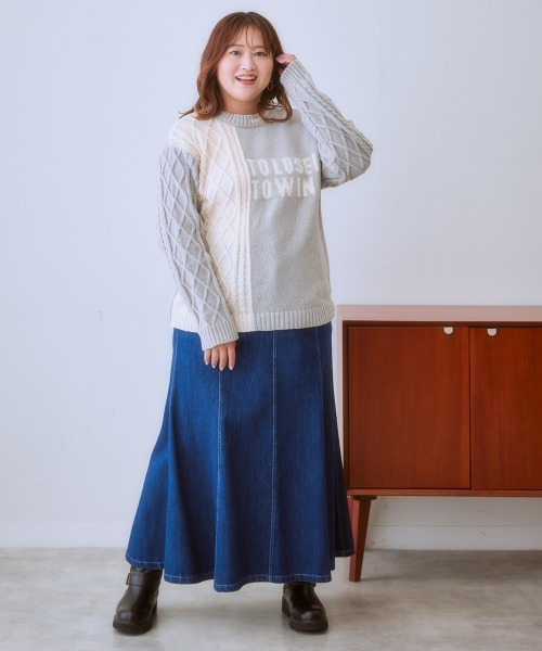 SMILE LAND（スマイルランド）の「＜大きいサイズ＞マキシ丈デニムスカート（ゆったりヒップ）（デニムスカート・レディース・ライトブルー/インディゴブルー・L/5L/4L/3L/LL）」の6枚目の写真