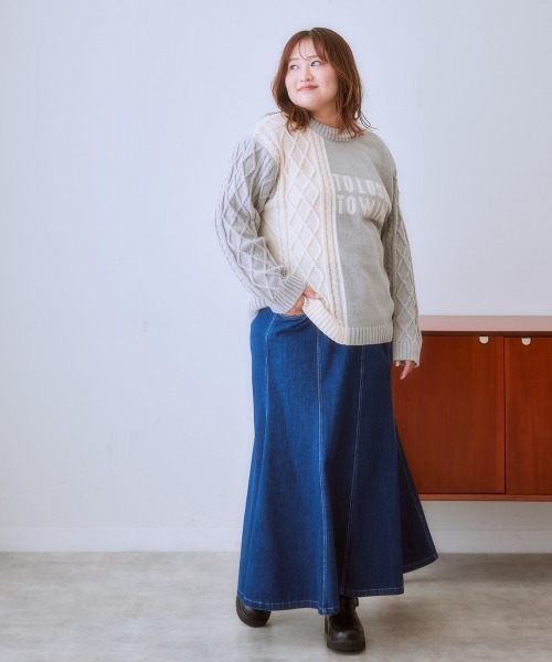 SMILE LAND（スマイルランド）の「＜大きいサイズ＞マキシ丈デニムスカート（ゆったりヒップ）（デニムスカート・レディース・ライトブルー/インディゴブルー・L/5L/4L/3L/LL）」の7枚目の写真