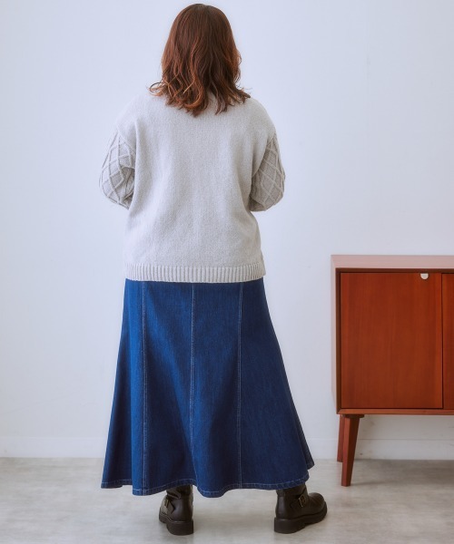 SMILE LAND（スマイルランド）の「＜大きいサイズ＞マキシ丈デニムスカート（ゆったりヒップ）（デニムスカート・レディース・ライトブルー/インディゴブルー・L/5L/4L/3L/LL）」の9枚目の写真
