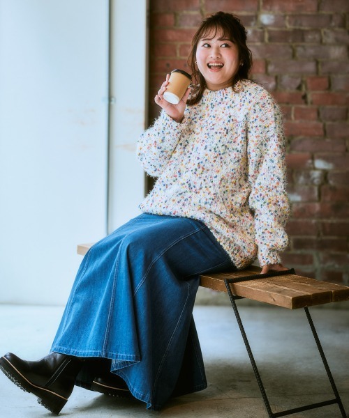 SMILE LAND（スマイルランド）の「＜大きいサイズ＞マキシ丈デニムスカート（ゆったりヒップ）（デニムスカート・レディース・ライトブルー/インディゴブルー・L/5L/4L/3L/LL）」の12枚目の写真