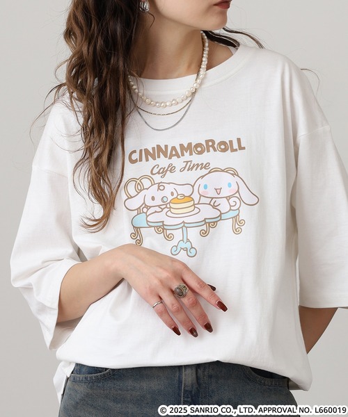 sanrio(サンリオ)の「サンリオキャラクターズ レディース ビッグシルエットTシャツ(Tシャツ/カットソー・レディース・オフホワイト/アイボリー系/ネイビー系/ブラック/ブルーグレー/グレイッシュベージュ/ホワイト系/ピンクベージュ/ピンク系その他/ホワイト系1/オートミール/ネイビー/ライトパープル/ダークグレー/ブラック系/チャコール/ホワイト/ブラック系1・M/L)」の19枚目の写真