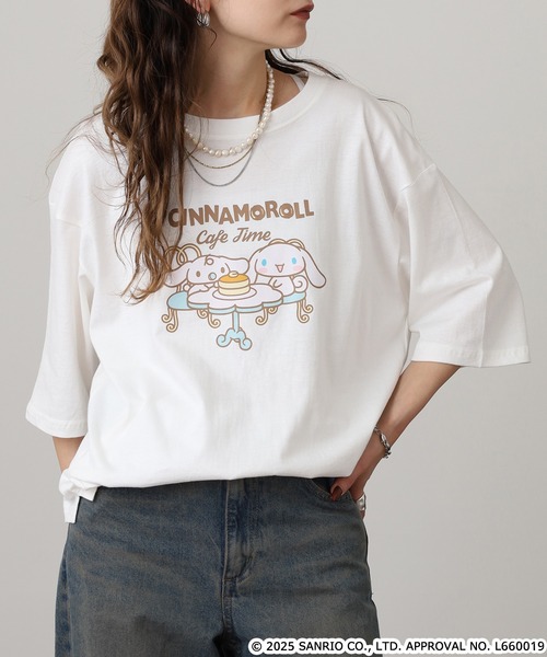 sanrio(サンリオ)の「サンリオキャラクターズ レディース ビッグシルエットTシャツ(Tシャツ/カットソー・レディース・オフホワイト/アイボリー系/ネイビー系/ブラック/ブルーグレー/グレイッシュベージュ/ホワイト系/ピンクベージュ/ピンク系その他/ホワイト系1/オートミール/ネイビー/ライトパープル/ダークグレー/ブラック系/チャコール/ホワイト/ブラック系1・M/L)」の20枚目の写真
