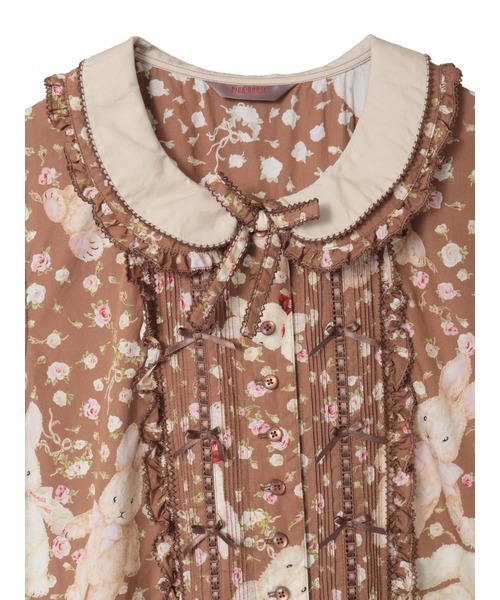 バラ園プリントミディワンピース バラ園プリントミディワンピース