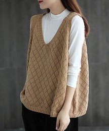 SallyLunn（サリーラン）の「透かし編みVネックベスト（ベスト）」