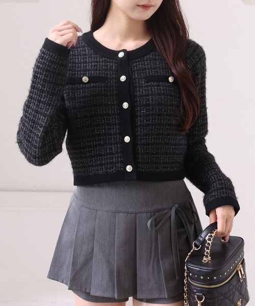 ラメニットツイードカーディガン（カーディガン/ボレロ）｜one after