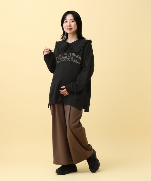 LEPSIM（レプシィム）の「【産前・産後対応】マタニティ／2WAY襟付きスウェットプルオーバー　591429（マタニティウェア/グッズ・レディース・ボルドー/ブラック/グレー・FREE）」の14枚目の写真