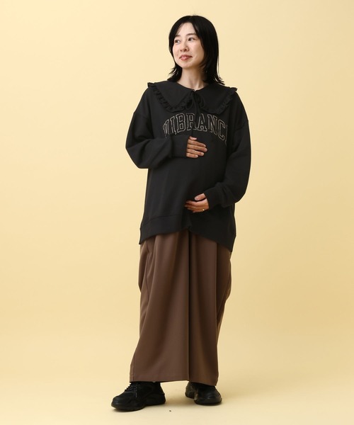LEPSIM（レプシィム）の「【産前・産後対応】マタニティ／2WAY襟付きスウェットプルオーバー　591429（マタニティウェア/グッズ・レディース・ボルドー/ブラック/グレー・FREE）」の15枚目の写真