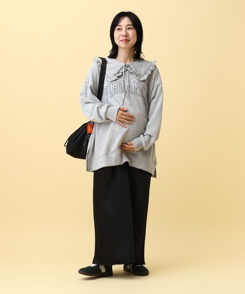 LEPSIM（レプシィム）の「【産前・産後対応】マタニティ／2WAY襟付きスウェットプルオーバー　591429（マタニティウェア/グッズ・レディース・ボルドー/ブラック/グレー・FREE）」の8枚目の写真