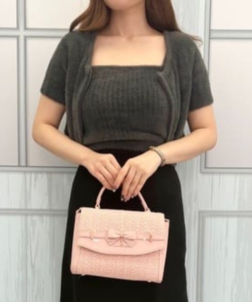 Samantha Vegaラメツイードアクセントリボンショルダーバッグ ラメツイードアクセントリボンショルダーバッグ(FREE ブラック