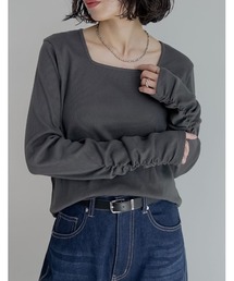 Re:EDIT（リエディ）の「[乾燥機対応][汗じみ防止][UVカット]選べるネックデザインリブカットソー袖ギャザー長袖トップス（Tシャツ/カットソー）」