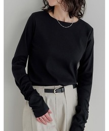 Re:EDIT（リエディ）の「[乾燥機対応][汗じみ防止][UVカット]選べるネックデザインリブカットソー袖ギャザー長袖トップス（Tシャツ/カットソー）」