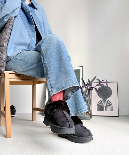 LUGG NAGG(ラグナグ)の「【厚底ヒール】バックバンドムートンサンダル【3E】(サンダル・レディース・ベージュ/キャメル/ブラック・M/S/L/LL)」の7枚目の写真