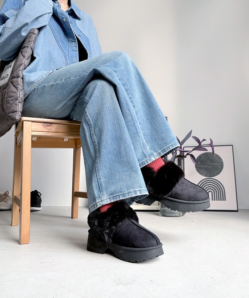 LUGG NAGG(ラグナグ)の「【厚底ヒール】バックバンドムートンサンダル【3E】(サンダル・レディース・ベージュ/キャメル/ブラック・M/S/L/LL)」の9枚目の写真