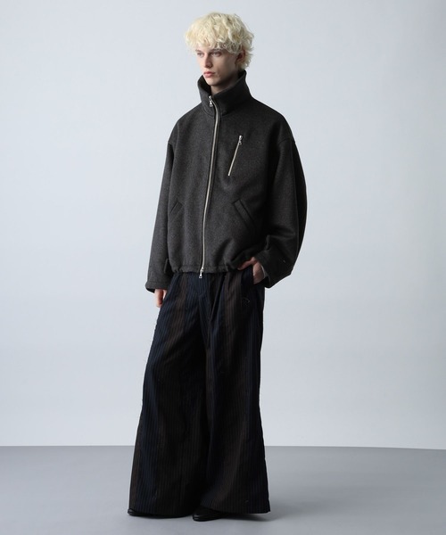 HARE（ハレ）の「ウールZIPブルゾン(HARE)（ブルゾン・メンズ・グレー/グレー系その他/ブラック/レッド・MEDIUM/SMALL）」の10枚目の写真