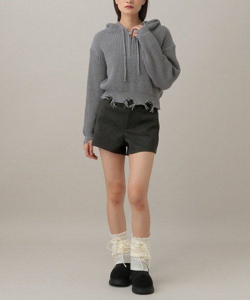 3.3 Field Trip （3.3フィールドトリップ）の「3.3 Field Trip／ウールライクタイトショートパンツ（その他パンツ・レディース・グレー/ブラック・SMALL/MEDIUM）」の4枚目の写真