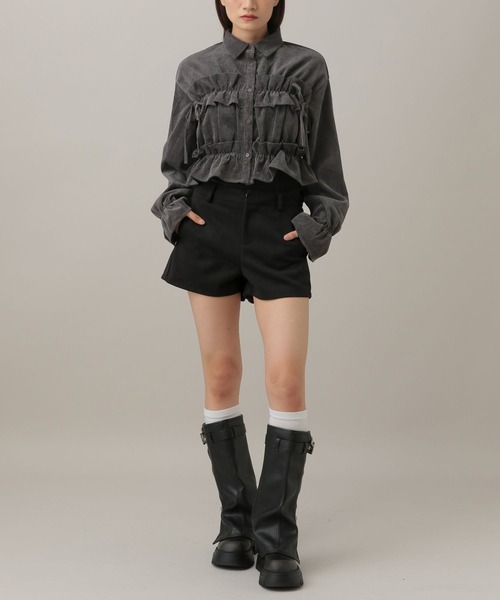 3.3 Field Trip （3.3フィールドトリップ）の「3.3 Field Trip／ウールライクタイトショートパンツ（その他パンツ・レディース・グレー/ブラック・SMALL/MEDIUM）」の16枚目の写真