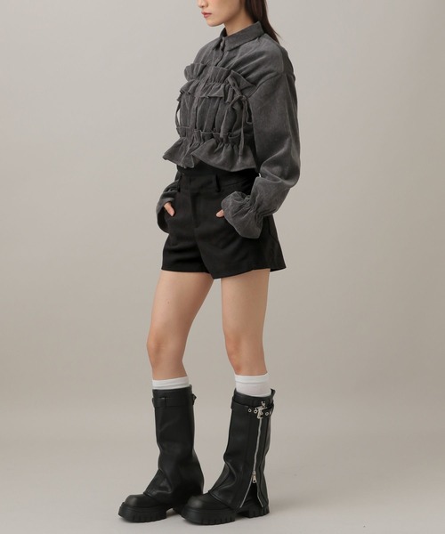 3.3 Field Trip （3.3フィールドトリップ）の「3.3 Field Trip／ウールライクタイトショートパンツ（その他パンツ・レディース・グレー/ブラック・SMALL/MEDIUM）」の17枚目の写真