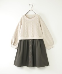 ikka | フクレジャカードドッキングスカートワンピース（120~160cm）(ワンピース)