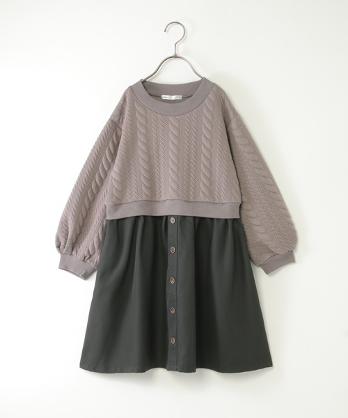 ikka（イッカ）の「フクレジャカードドッキングスカートワンピース（120~160cm）（ワンピース・キッズ・ベージュ/ブラウン系その他・120/130/140/150/160）」の2枚目の写真