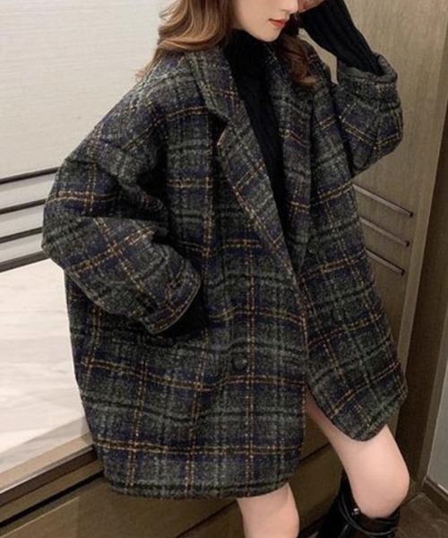 スワンキス　チェック柄コート スワンキス チェック柄コート
