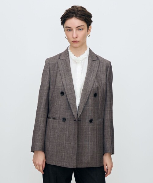 TOMORROWLAND collection(トゥモローランドコレクション)の「ZELANDER GLEN CHECK ダブルブレストジャケット(テーラードジャケット・レディース・ブラウン系その他・36/38)」の3枚目の写真