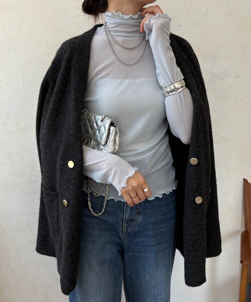 DouDou（ドゥドゥ）の「シアータートル（Tシャツ/カットソー・レディース・ブラック/サックスブルー/グレー/オフホワイト/ホワイト・FREE）」の5枚目の写真