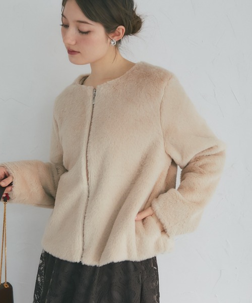 tocco closet(トッコ クローゼット)の「【ZOZO限定】エコファーベーシックブルゾン(ブルゾン・レディース・ブラック/オフホワイト/グレー/モカ/ベージュ・M)」の1枚目の写真