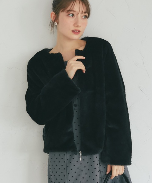 【未使用】メゾンドドルチェ　グロッシーブルゾン　黒フリーサイズ 未使用】メゾンドドルチェ グロッシーブルゾン 黒フリーサイズ 楽天