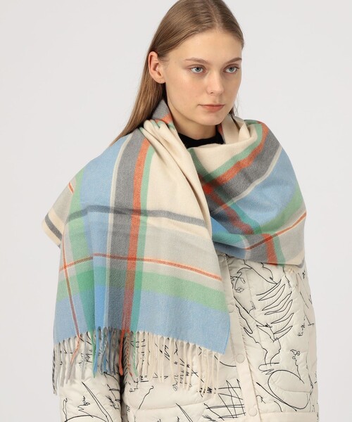 Joshua Ellis（ジョシュアエリス）の「Joshua Ellis Plaid カシミヤストール（ストール/ショール・レディース・グレー系その他・FREE）」の2枚目の写真