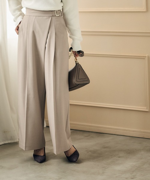 12Twelve Agenda(トゥエルブ アジェンダ)の「ラップ風アシメデザインワイドパンツ(その他パンツ・レディース・グレー/ベージュ・M/S)」の2枚目の写真
