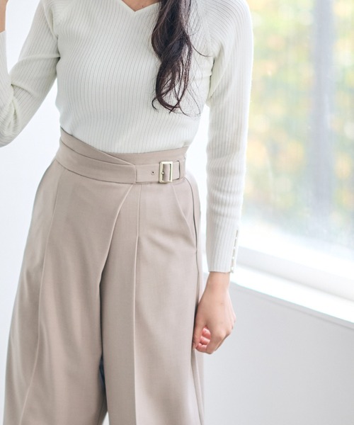 12Twelve Agenda(トゥエルブ アジェンダ)の「ラップ風アシメデザインワイドパンツ(その他パンツ・レディース・グレー/ベージュ・M/S)」の16枚目の写真