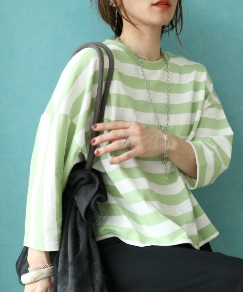 zena(ジェナ)の「太ボーダークロップド7分袖PO(Tシャツ/カットソー・レディース・ホワイト系その他/ホワイト系その他2・FREE)」の6枚目の写真