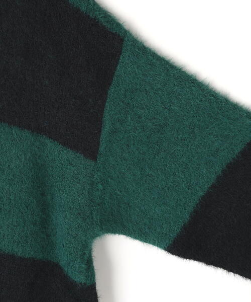 DANKE SCHON(ダンケシェーン)の「【WEB&DEPOT限定】DankeSchon/ダンケシェーン/SHAGGY BORDER CREWNECK(ニット/セーター・レディース・ホワイト/モスグリーン・L/XL/M)」の5枚目の写真