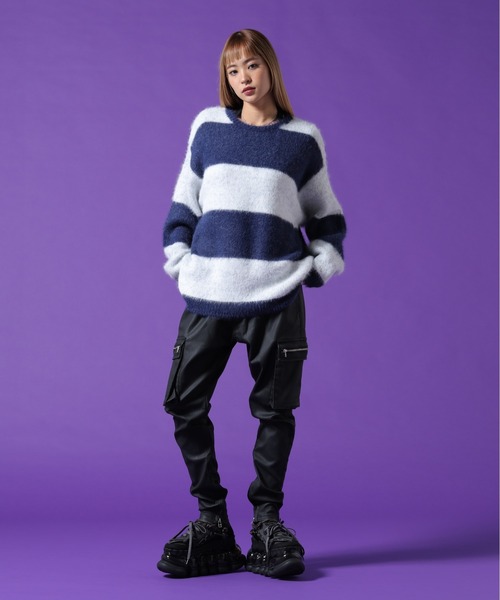 DANKE SCHON(ダンケシェーン)の「【WEB&DEPOT限定】DankeSchon/ダンケシェーン/SHAGGY BORDER CREWNECK(ニット/セーター・レディース・ホワイト/モスグリーン・L/XL/M)」の16枚目の写真