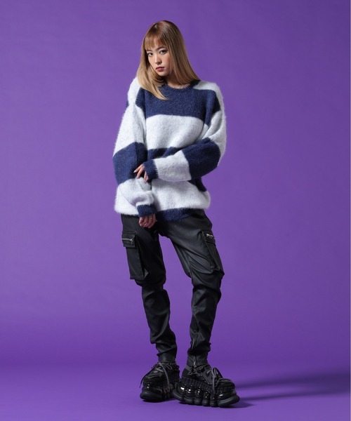 DANKE SCHON(ダンケシェーン)の「【WEB&DEPOT限定】DankeSchon/ダンケシェーン/SHAGGY BORDER CREWNECK(ニット/セーター・レディース・ホワイト/モスグリーン・L/XL/M)」の18枚目の写真