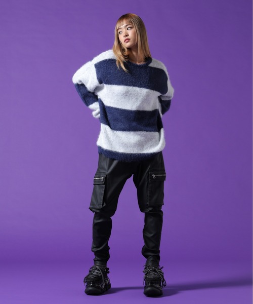 DANKE SCHON(ダンケシェーン)の「【WEB&DEPOT限定】DankeSchon/ダンケシェーン/SHAGGY BORDER CREWNECK(ニット/セーター・レディース・ホワイト/モスグリーン・L/XL/M)」の20枚目の写真