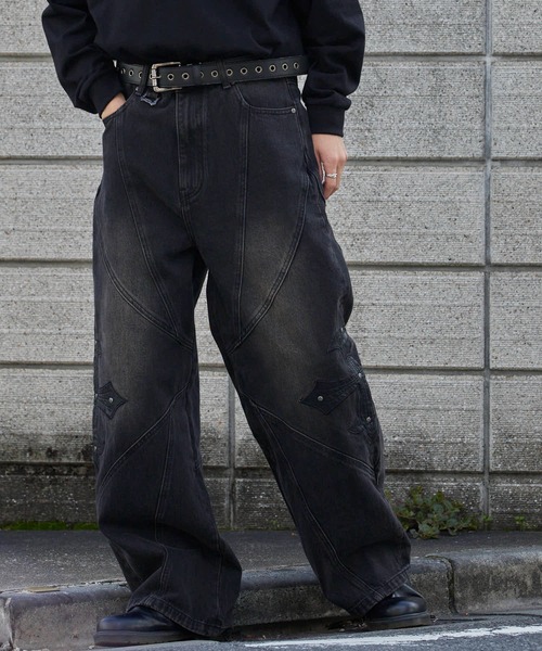 パンツ supplier CROSS LEATHER PATCH BAGGY SUPPLIER/サプライヤー Cross Leather Patch Baggy Denim Pants クロス