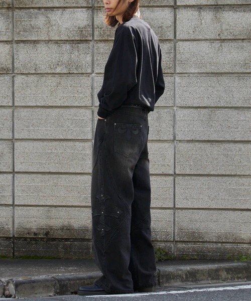 セール】SUPPLIER/サプライヤー Cross Leather Patch Baggy Denim